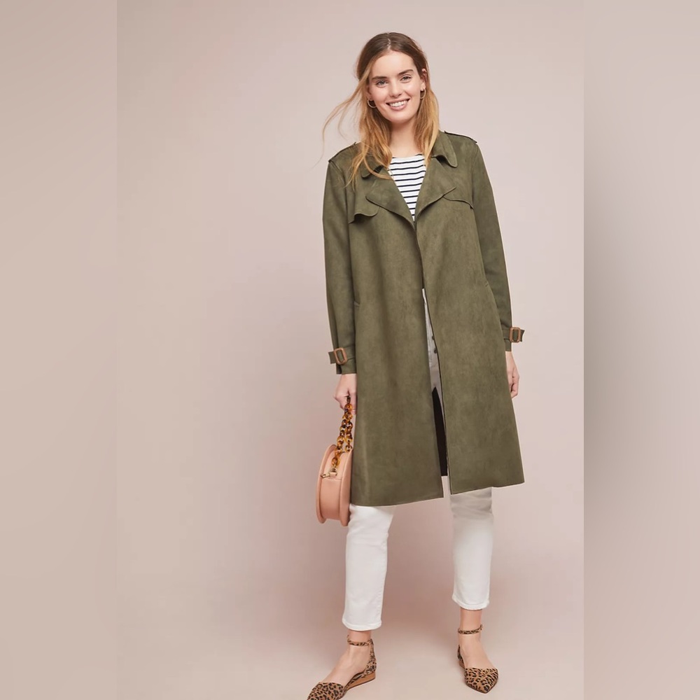 Anthropologie Harley Faux Suede Trench